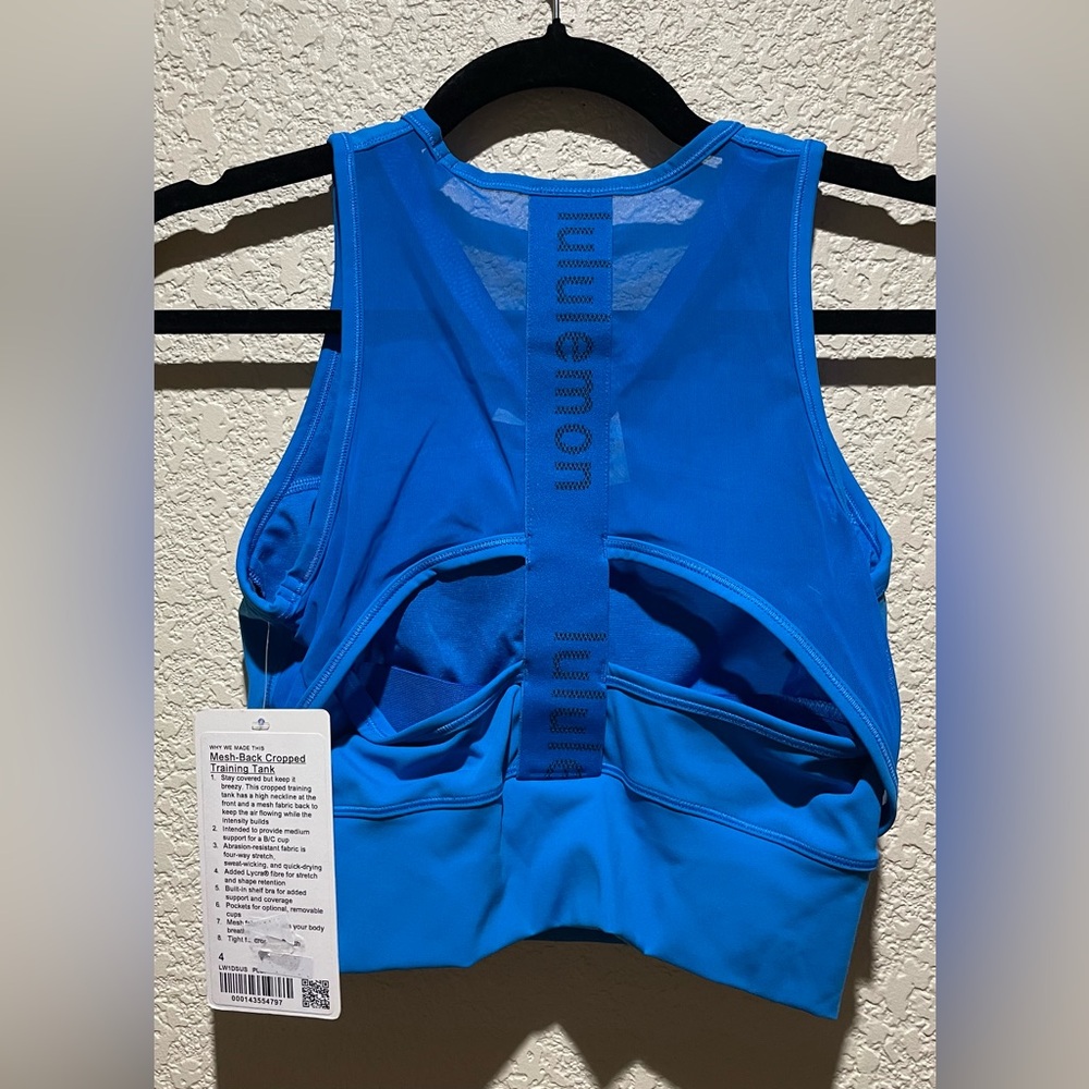 NEW Lululemon Mesh Back Training Cropped Tank Top Poolside Blue Size 4 - Picture 7 of 10
